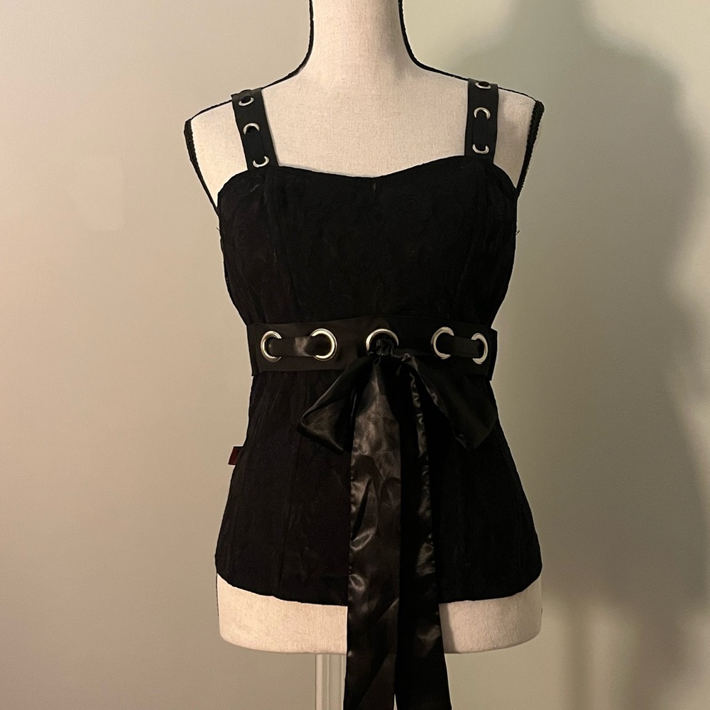 Medium TRIPP vintage grommet corset top Mall goth y2k ribbon